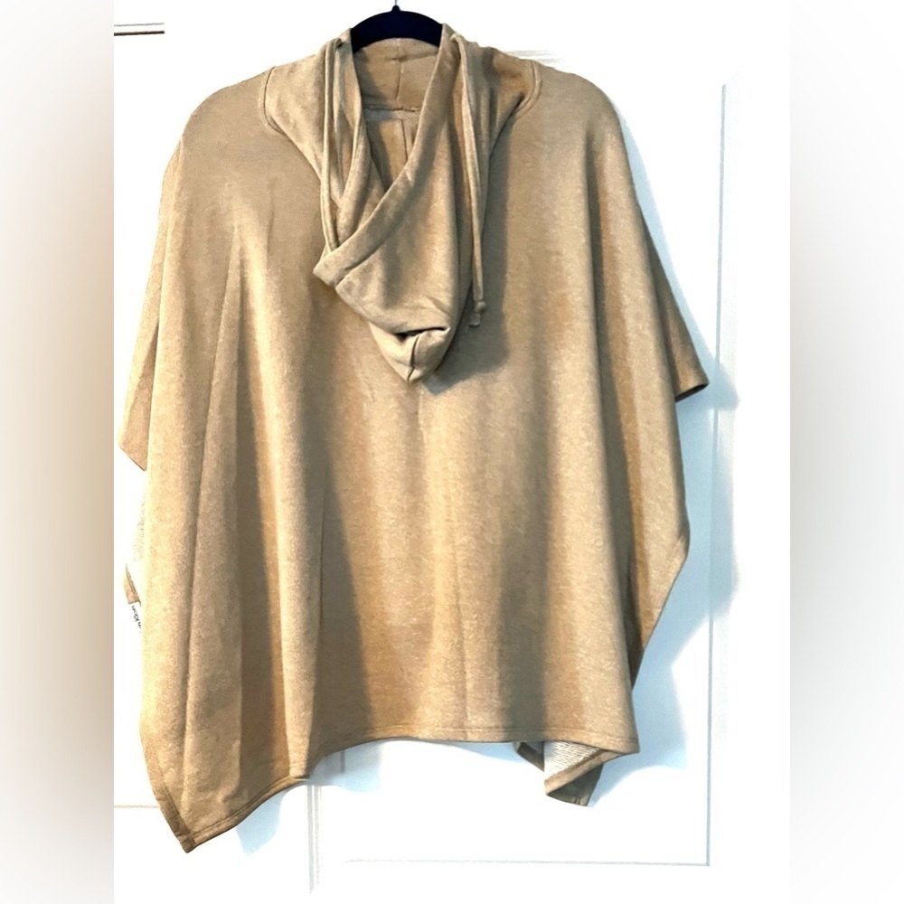 Beige taupe Calvin Klein Hooded Poncho - Picture 4 of 7